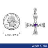 Celtic Cross and Claddagh Solid White Gold Pendant with Gem WPD5971 - Jewelry