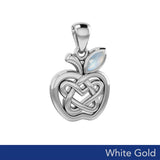 Celtic Spiritual Fruit Apple with Double Heart Solid White Gold Pendant with Gemstone WPD5987 - Jewelry