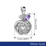 Celtic Spiritual Fruit Apple with Double Heart Solid White Gold Pendant with Gemstone WPD5987 - Jewelry