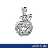 Celtic Spiritual Fruit Apple with Double Heart Solid White Gold Pendant with Gemstone WPD5987 - Jewelry