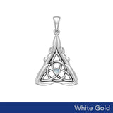 Double Goddess with Celtic Triquetra Solid White Gold Pendant with Gemstone WPD5989 - Jewelry