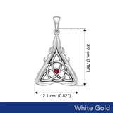 Double Goddess with Celtic Triquetra Solid White Gold Pendant with Gemstone WPD5989 - Jewelry