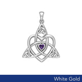 Celtic Heart Birthstone Trinity Solid White Gold Pendant WPD5990 - Jewelry