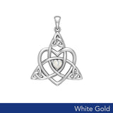 Celtic Heart Birthstone Trinity Solid White Gold Pendant WPD5990 - Jewelry