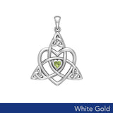 Celtic Heart Birthstone Trinity Solid White Gold Pendant WPD5990 - Jewelry