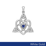 Celtic Heart Birthstone Trinity Solid White Gold Pendant WPD5990 - Jewelry