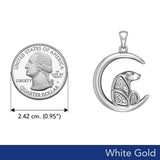 Celtic Spirit of The Arctic Polar Bear on The Moon Solid White Gold Pendant WPD6015 - Jewelry