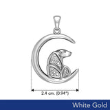 Celtic Spirit of The Arctic Polar Bear on The Moon Solid White Gold Pendant WPD6015 - Jewelry