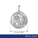 The Yin Yang Tree of Life on Celtic Crescent Moon Solid White Gold Pendant WPD6060 - Jewelry