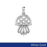 Jellyfish with Celtic Heart Solid White Gold Pendant WPD6078 - Jewelry