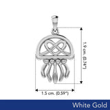 Jellyfish with Celtic Heart Solid White Gold Pendant WPD6078 - Jewelry