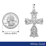 Celtic Tree of Life Cross Solid white Gold Pendant WPD6122 - Jewelry