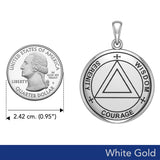 Sigil Seal of The AA Recovery Solid White Gold Pendant WPD6160 - Jewelry