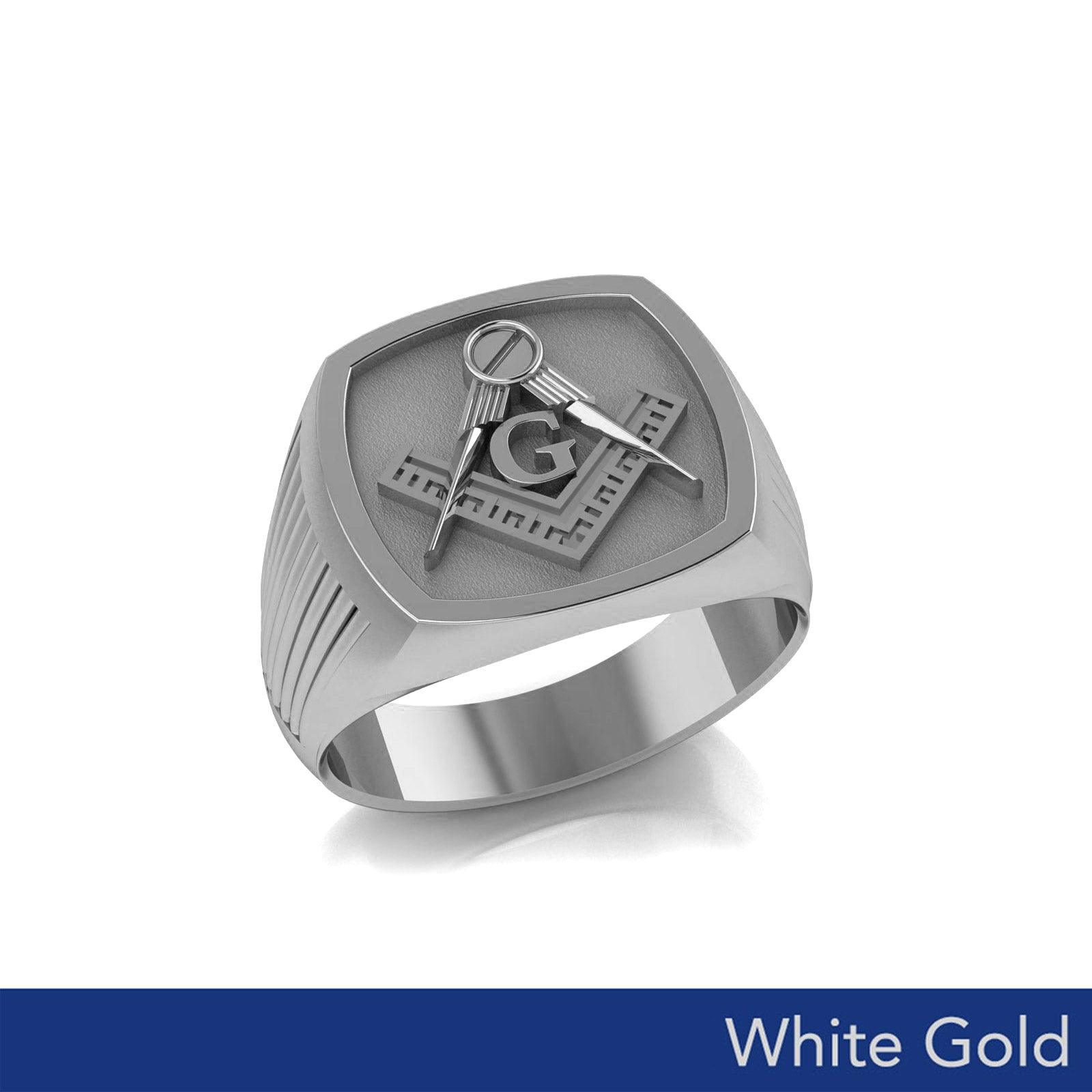 Masonic Solid White Gold Men Ring WRI2411 – Peter Stone Jewelry