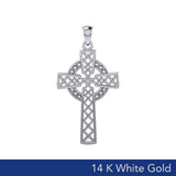 Modern Celtic Cross 14K White Gold Pendant WTP1031 - Jewelry