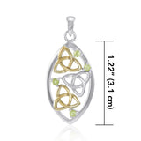 Triple Trinity Knot Silver and 14K Gold Accent with Gemstone Pendant MPD4815 - Jewelry