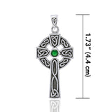 Celtic Cross Sterling Silver with Gemstone Pendant TPD3833