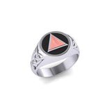 Celtic AA Symbol Sterling Silver Ring with Gemstone TR1020