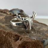 Reindeer Head Silver Ring TR1431 - Jewelry