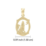 Howling Wolf 14K Yellow Gold Pendant GPD3094 - Jewelry