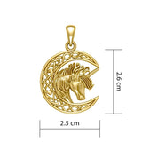 Unicorn with Celtic Crescent Moon Solid Gold Pendant GPD5890 - Jewelry