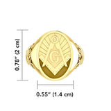 Masonic Solid Gold Signet Men Solid Back Ring GMD262 Size14 - Jewelry