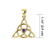 Triquetra Gold Pendant With Gemstone GTP3380 - Jewelry