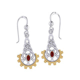 Steampunk Celtic Silver and Gold Accent Earrings with Gemstone MER2116 - Jewelry