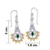 Steampunk Celtic Silver and Gold Accent Earrings with Gemstone MER2116 - Jewelry