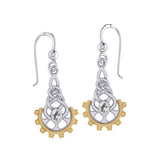 Steampunk Celtic Silver and Gold Accent Earrings with Gemstone MER2116 - Jewelry