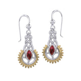 Steampunk Celtic Silver and Gold Accent Earrings with Marquise Gemstone MER2118 - Jewelry