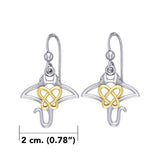 Manta Ray with 14K Gold Accent Celtic Heart in the Center Silver Earrings MER2165 - Jewelry