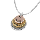 3 Words That Matter Triple Round Yellow Gold, Rose Gold and Silver Charm - Jewelry