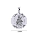 Saint Rocco or St. Roch Silver Medal Pendant (Medium 22 mm.) TPD5461 - Jewelry