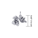 Flying Hummingbird with Flower Silver Charm TCM631 - Jewelry