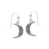 Celtic Spiral Moon Sterling Silver Earrings TE2914