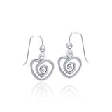 Spiral Heart Celtic Contemporary Silver Earrings TER1313 - Jewelry