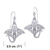 Celtic Manta Ray with Fleur De Lis Symbol Silver Earrings TER2166 - Jewelry