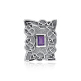 Gem Inlay Celtic Knotwork Silver Pendant TPD382