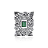 Gem Inlay Celtic Knotwork Silver Pendant TPD382 - Jewelry