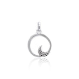 Round Silver Pendant with Celtic Crescent Moon TPD3850 - Jewelry