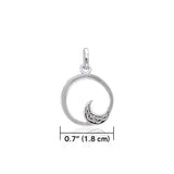 Round Silver Pendant with Celtic Crescent Moon TPD3850 - Jewelry