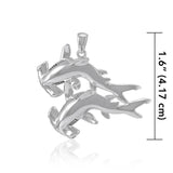 Double Hammerhead Shark Silver Pendant TPD5202 - Jewelry