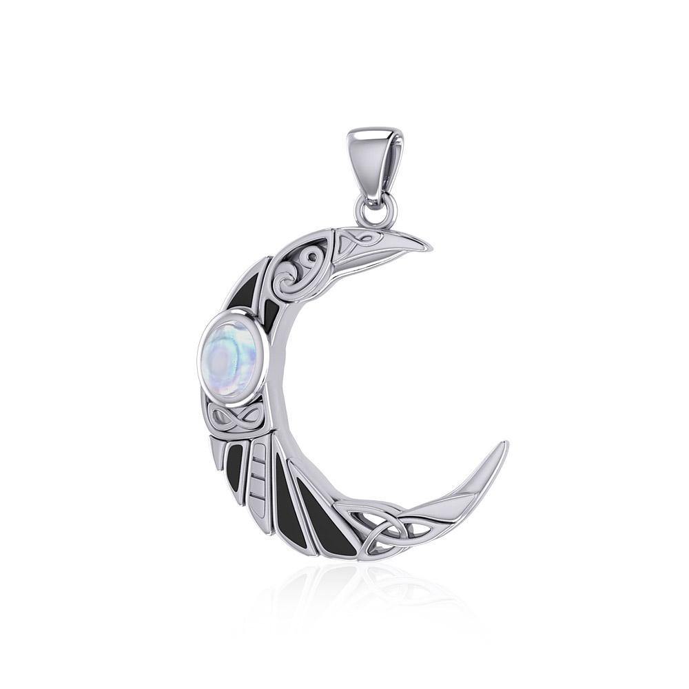 The Celtic Moon Raven Silver Pendant with Gemstone TPD5262 – Peter ...