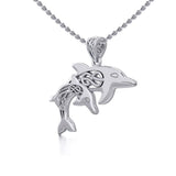 Celtic Double Dolphins Silver Pendant TPD5692 - Jewelry