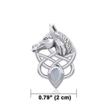 Silver Horsehead Knotwork Pendant with Gemstone TPD5727 - Jewelry