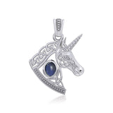 Celtic Unicorn Silver Pendant with Gem TPD5732 - Jewelry