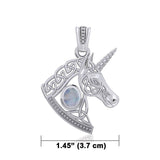 Celtic Unicorn Silver Pendant with Gem TPD5732 - Jewelry