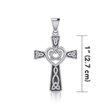 Celtic Cross with Heart Silver Pendant TPD5808 - Jewelry