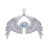 Guardian Angel Wings Silver Pendant with Birthstone TPD5870 - Jewelry